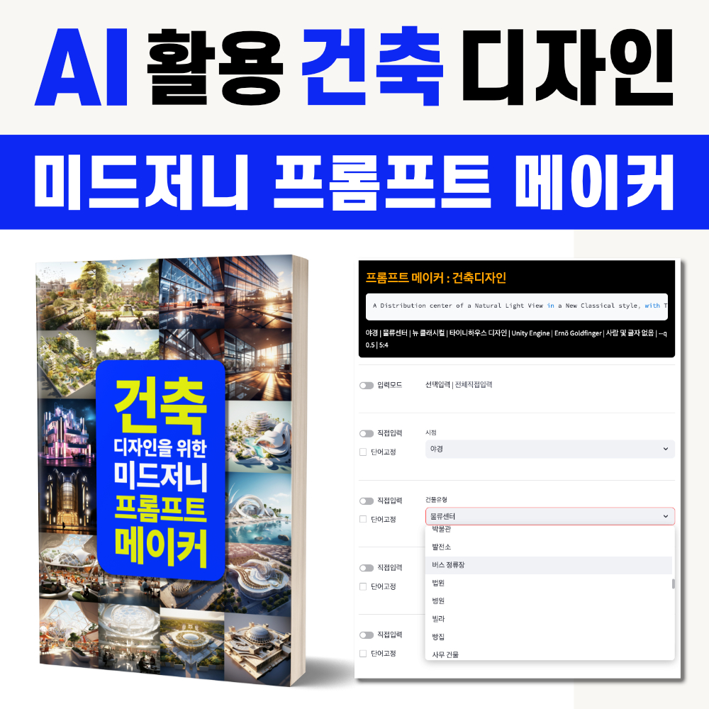 건축 디자인을 위한 미드저니 프롬프트 메이커