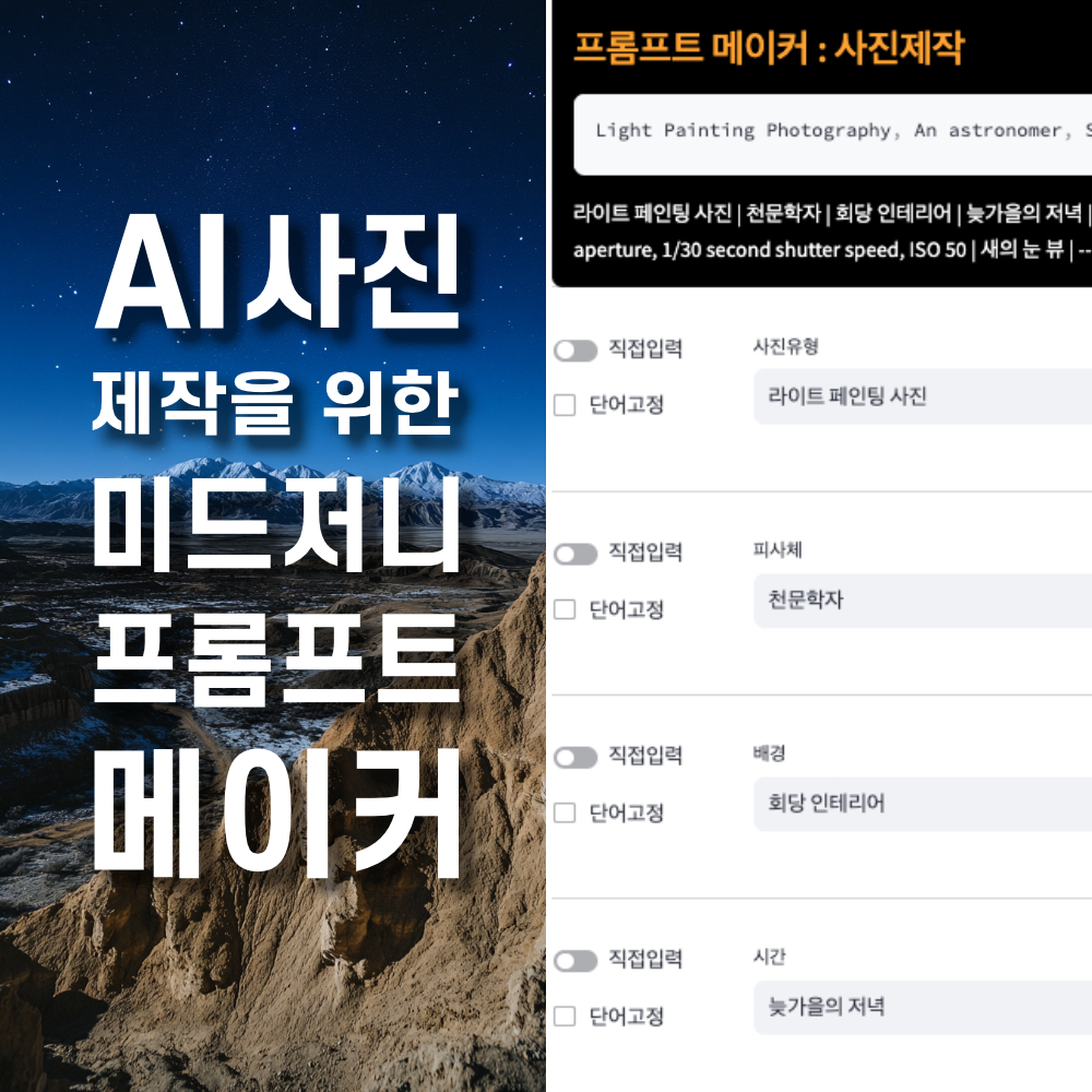 AI 사진제작을 위한 미드저니 프롬프트 메이커